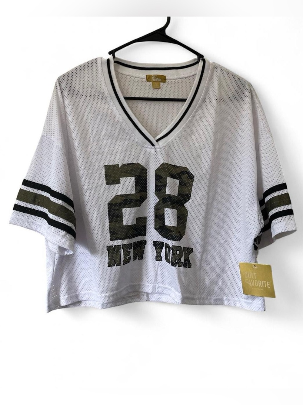 Women’s Medium Athletic Cropped Top Mesh V-Neck Jersey Lightweight Cult Favorite